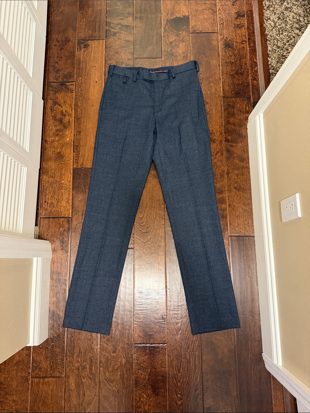 Murano Navy Dress Pants with Subtle Orange Trim